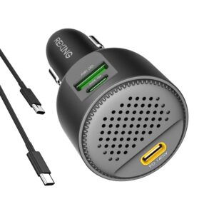 Rexing 170W 3-Port USB-C Car Charger – 140W PD + 30W USB-C + 18W USB-A Fast Charge, Cables Included