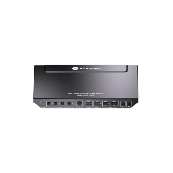 Premium 4×1 4K USB-C & HDMI KVM Switch w/ USB 3.0, Supports 60W Charging for Laptop, 1080P@240/165hz & 2560×1440@144/120hz, Ideal for Home Office & Gaming