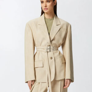 Oversized textured canvas blazer 10%OFF