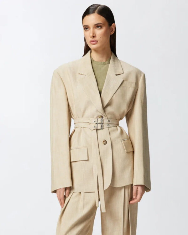 Oversized textured canvas blazer 10%OFF