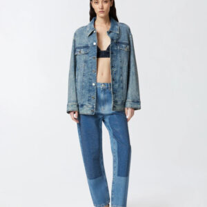 Straight-leg jeans with mini rhinestone studs