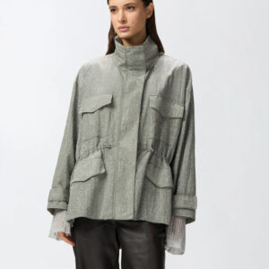 Technical parka with rhinestone-effect mini studs